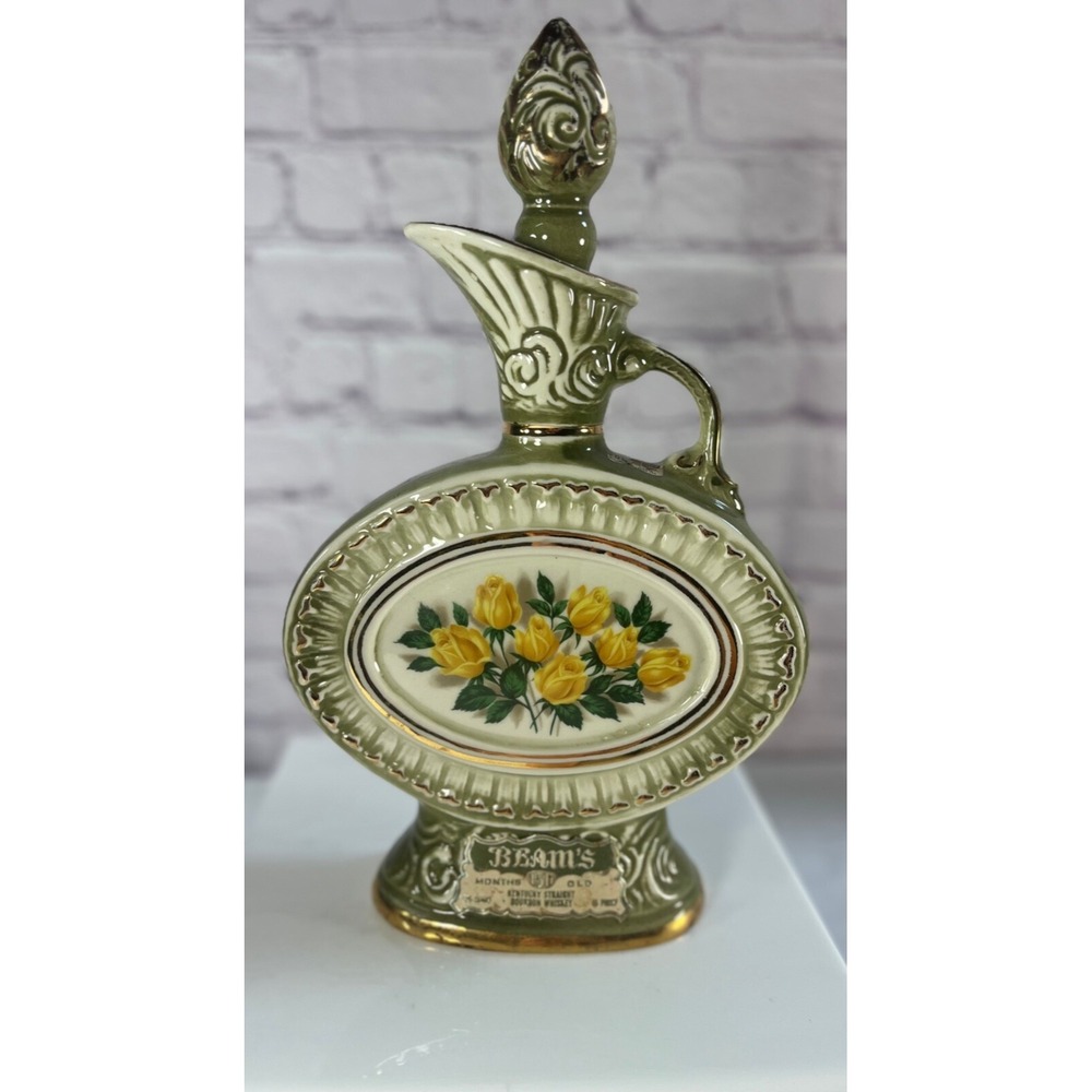 Jim Beam 1969 Vintage Decanter Regal China Bottle Yellow Roses EMPTY